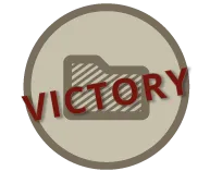 victory stamp over file icon